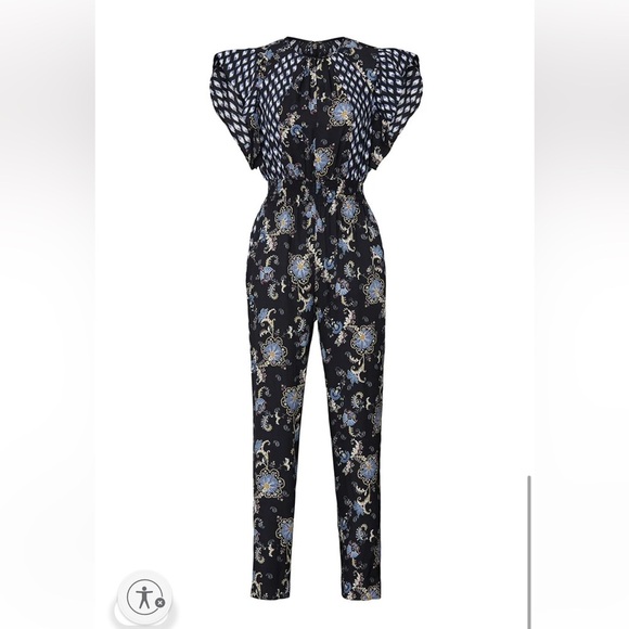 Rebecca Taylor NYC Paisley Printed Jumpsuit Silk Blend - Picture 6 of 8